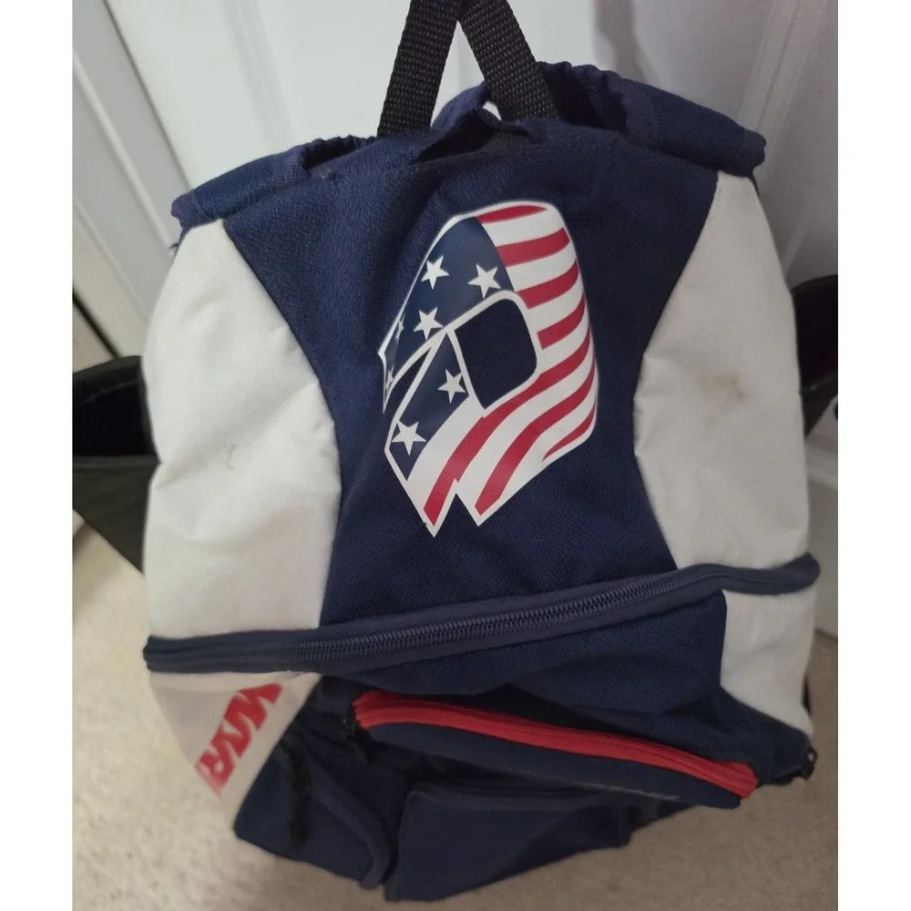 DeMarini Baseball Softball Equipment Backpack Bat Bag Navy Red White USA Flag